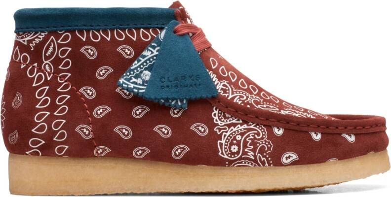 Clarks Wallabee bootschoen van suè, de met paisley dessin