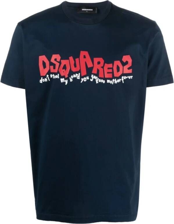 Dsquared2 T Shirts , Blauw, Heren