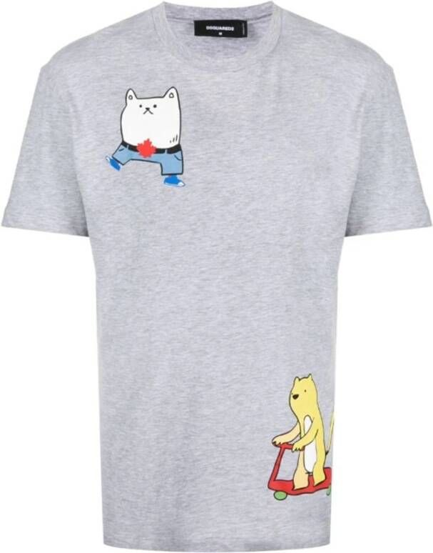Dsquared2 Cotton T Shirt , Grijs, Heren