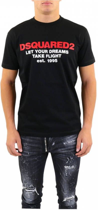Dsquared2 Printed T shirt , Zwart, Heren