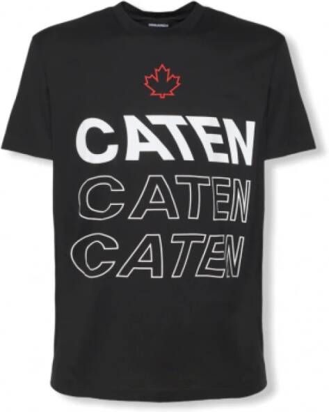 Dsquared2 T Shirt Catem Print , Zwart, Heren