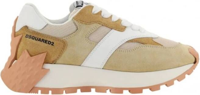 Dsquared2 Logo Leather Sneakers , Beige, Dames