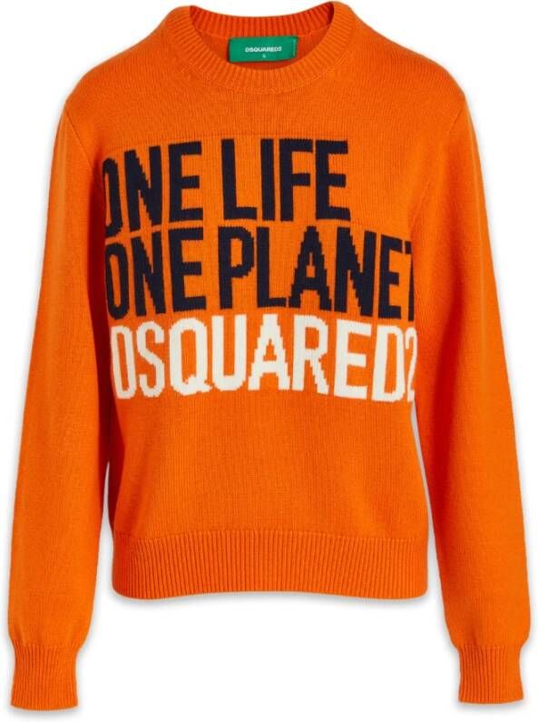 Dsquared2 Ronde hals gekweek , Oranje, Dames
