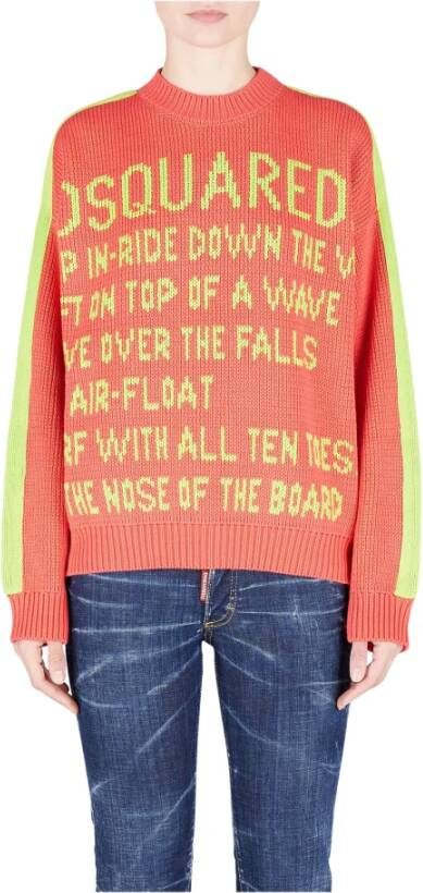 Dsquared2 Round neck Knitwear , Oranje, Dames