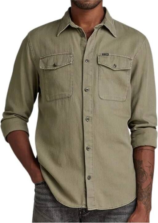 G-Star Groene G Star Raw Overshirt Marine Slim Shirt L\s