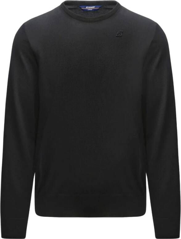 K-way Merino Wool Highrol Chrisple met patch mannen Logo K Way Sebasti K6113Bw Black K Way, Zwart, Heren