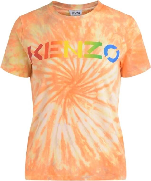 Kenzo Logo Print Tie Dye T shirt , Wit, Dames