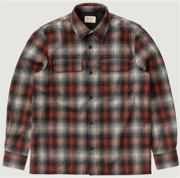 Nudie Jeans Casual Overhemden Rood Heren