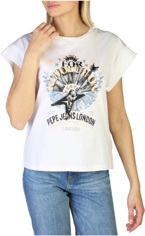 Pepe Jeans Shirt met korte mouwen CAROLINE met stoere frontprint en merkopschrift in een cool design