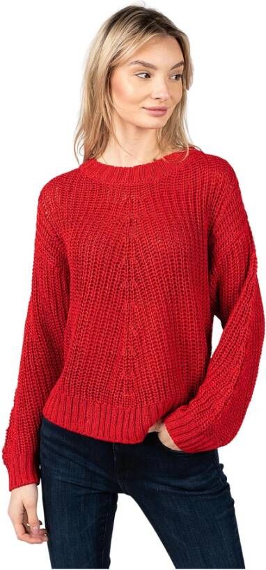 Pepe Jeans Ronde hals gekweek , Rood, Dames