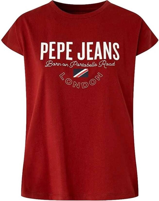 Pepe Jeans T Shirt Camiseta Mujer Parker , Rood, Dames