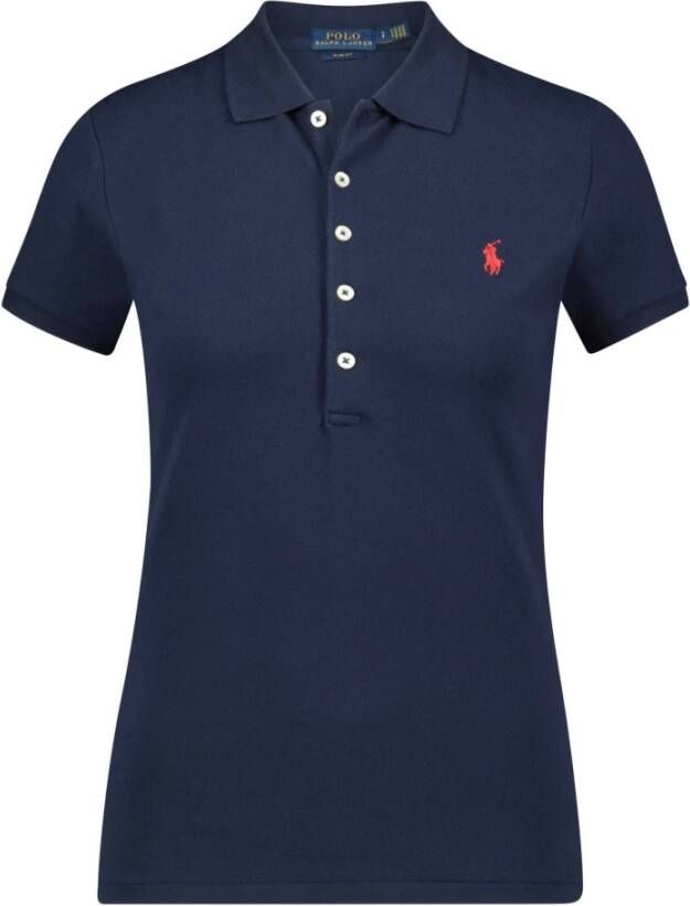 Polo Ralph Lauren Dames polo shirt Julie polo ss brei slim fit korte arm , Blauw, Dames