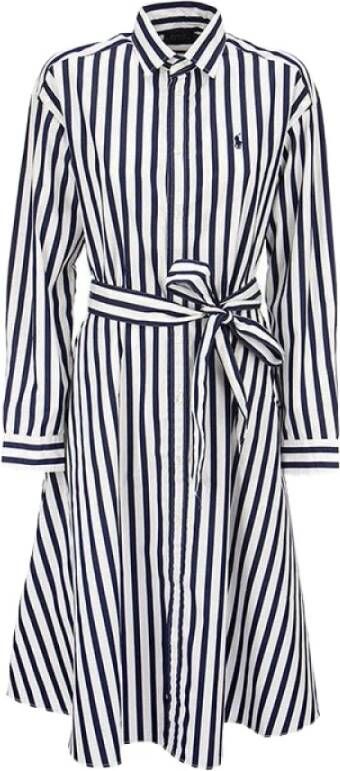Ralph Lauren Ela midi blousejurk met streepprint en strikceintuur