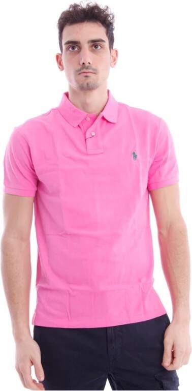 Ralph Lauren katoenen polo felroze slim fit