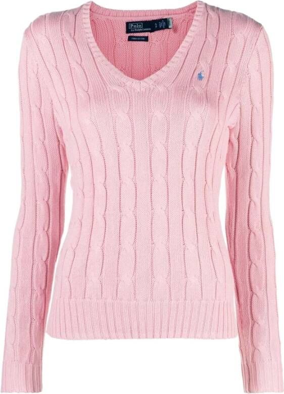 Ralph Lauren Gebreide kleding met V hals , Roze, Dames