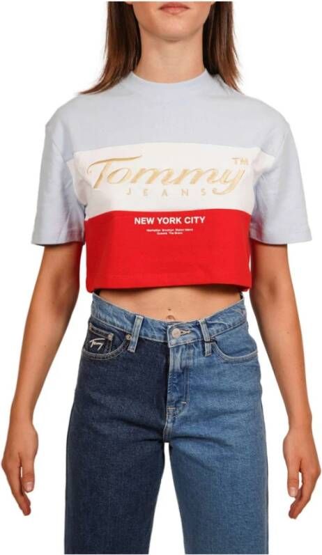 Tommy Jeans Short T shirt Dw0Dw13827 , Blauw, Dames