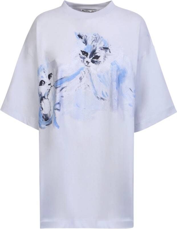 Acne Studios Graphic print short sleeve T shirt from , jersey knit and graphic print to the front , Blauw, Dames