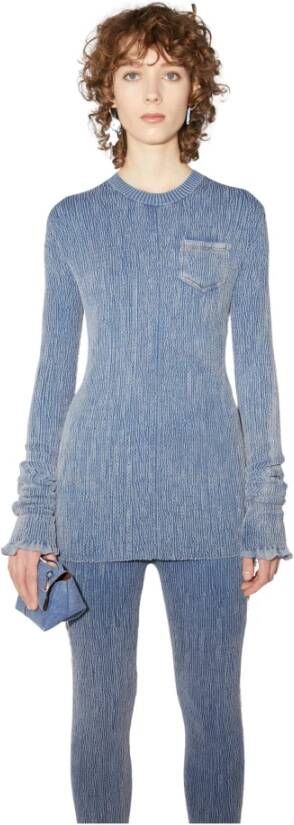 Acne Studios Truien met ronde hals , Blauw, Dames