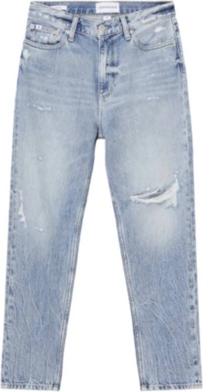 Calvin Klein High waist tapered cropped mom jeans met ripped details