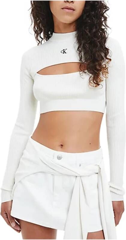 Calvin klein CUT OUT Neckline SWE J20J220446Beh Jeans, Beige, Dames