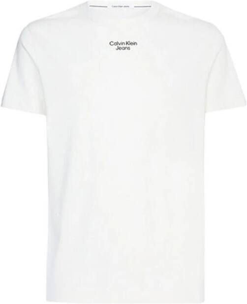 Calvin klein Gestapeld logo tee J30J320595Ybi Jeans, Wit, Heren