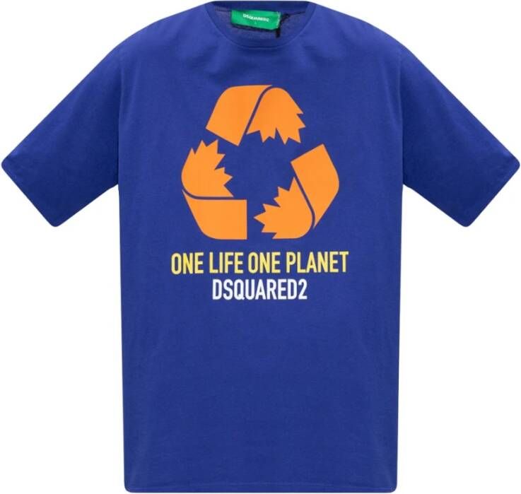 Dsquared2 Bedrukt t shirt , Blauw, Heren