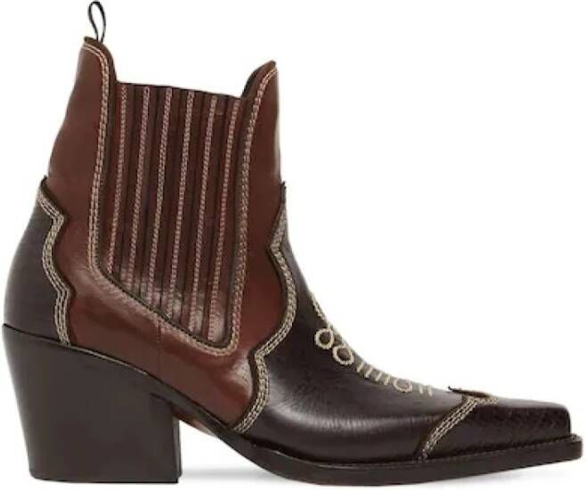 Dsquared2 Cillian laarzen met stiksels , Bruin, Heren