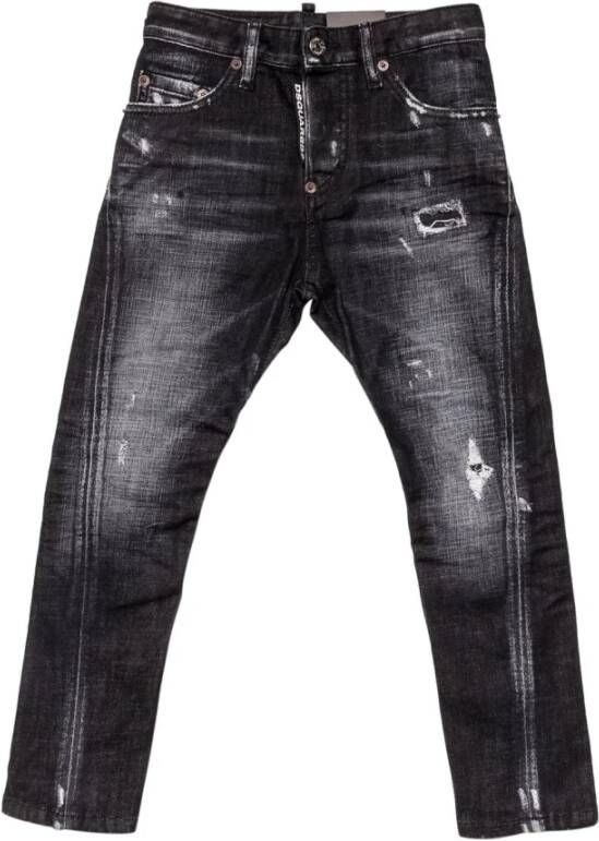 Dsquared2 Kinderen verontruste twist jeans , Grijs, Heren