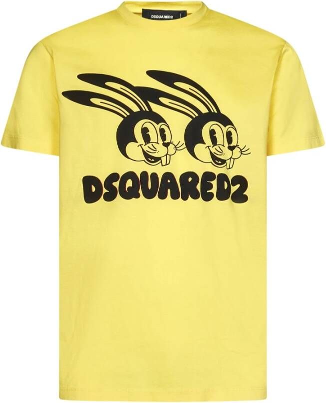 Dsquared2 Mens Clothing T Shirts Polos Yellow Ss23 , Geel, Heren