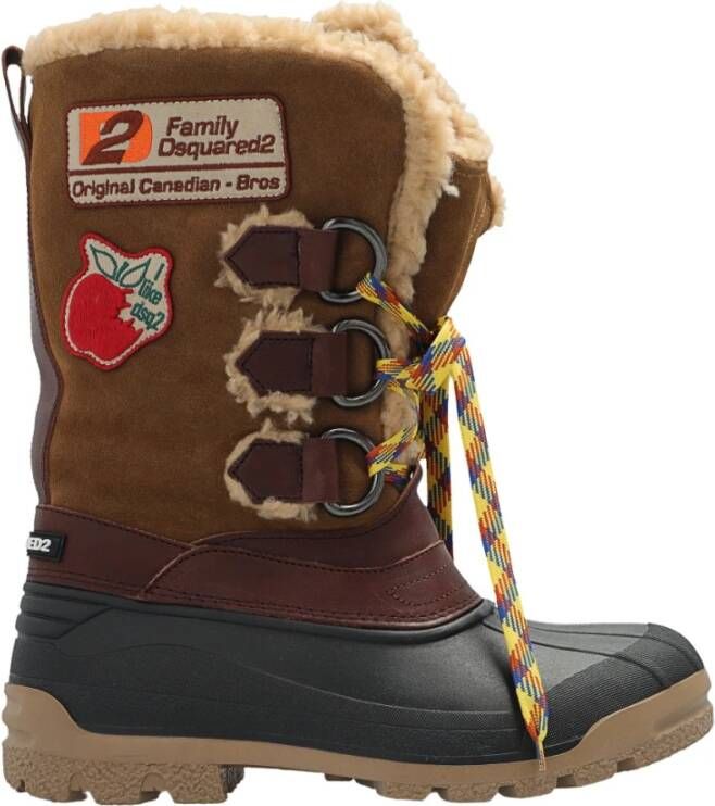 Dsquared2 Wood Lover snowboot van suè, de met leren details