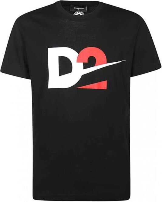 Dsquared2 Logo Print Cotton Jersey T shirt , Zwart, Heren