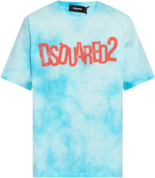 Dsquared2 Men Clothing T Shirts Polos Blue Ss23 , Blauw, Heren