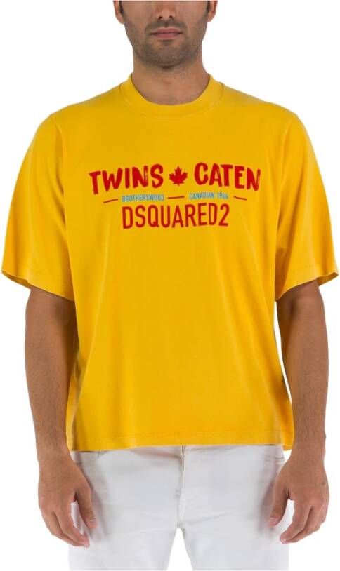 Dsquared2 T shirts , Geel, Heren