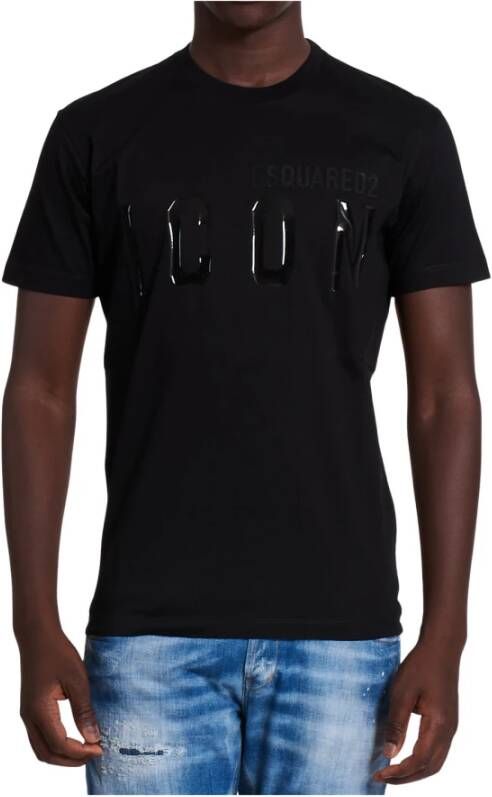 Dsquared2 Icon monotone print t shirt , Zwart, Heren