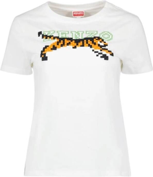 Kenzo T shirt Pixels Taille L, Couleur Presta Blanc , Wit, Dames