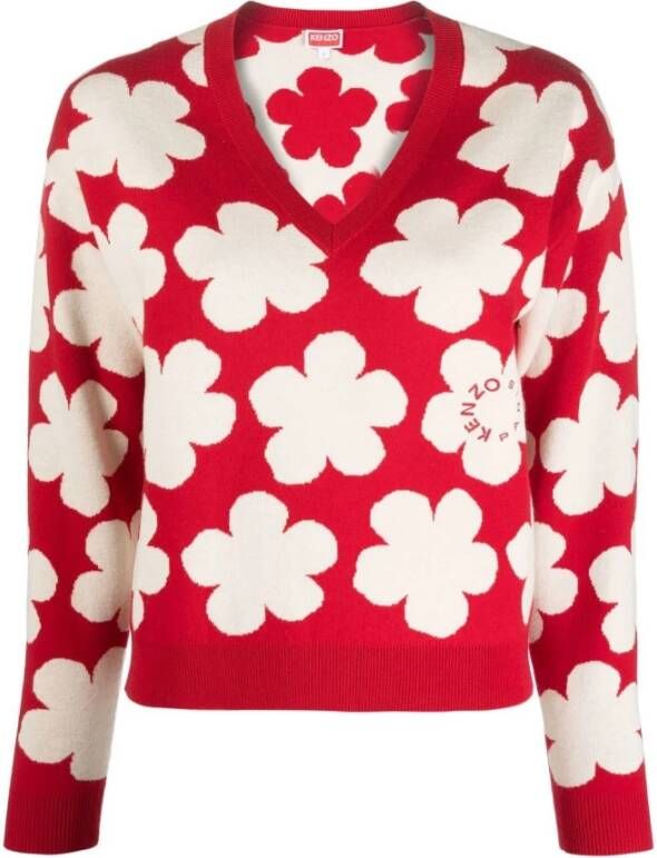 Kenzo V hals gebreide kleding , Rood, Dames