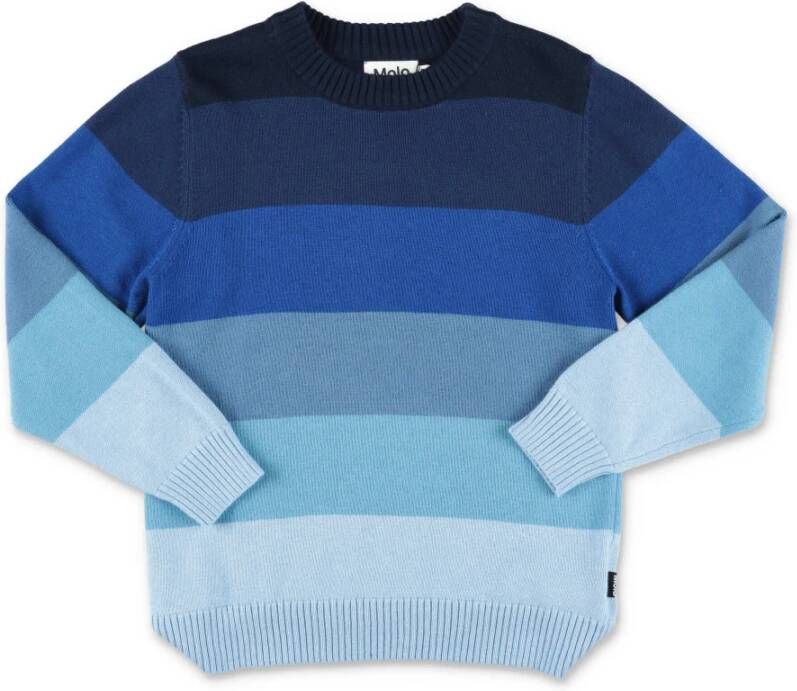 Molo Berge blauw gestreepte gebreide katoen en wollen jumper , Blauw, Heren