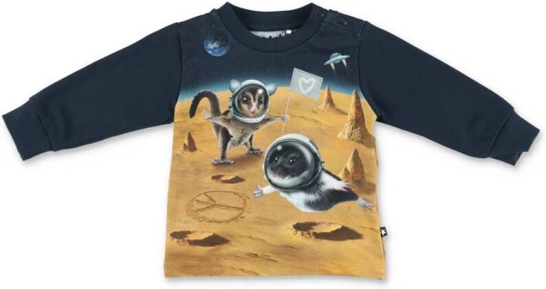 Molo Blauw bedrukte blauwe katoenen pier in biologisch katoen | Eloy blauw bedrukt biologisch katoen t shirt , Blauw, Unisex