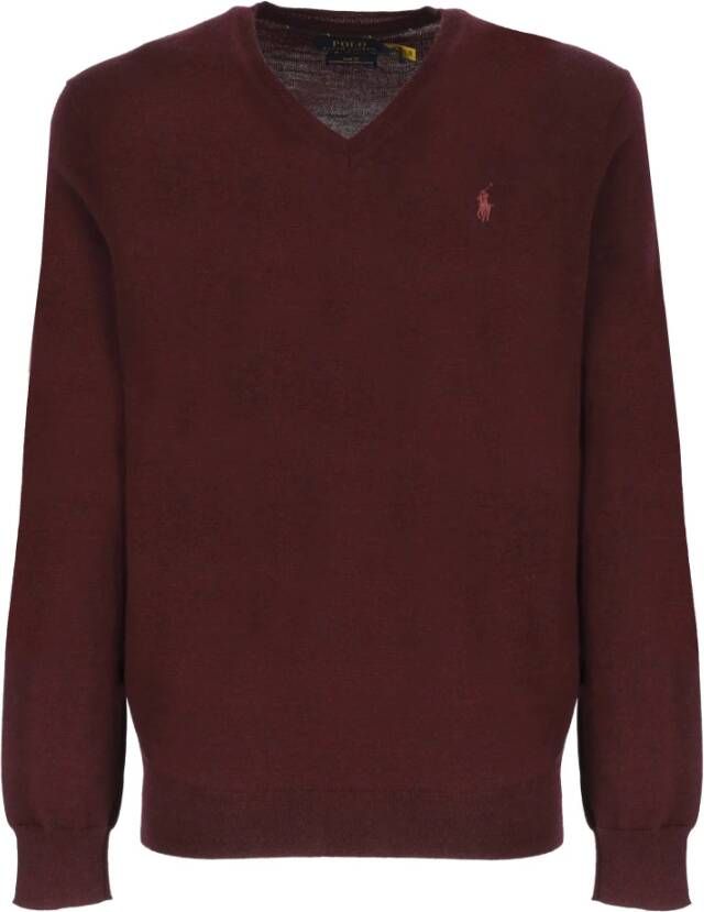 Polo Ralph Lauren V hals gebreide kleding , Rood, Heren