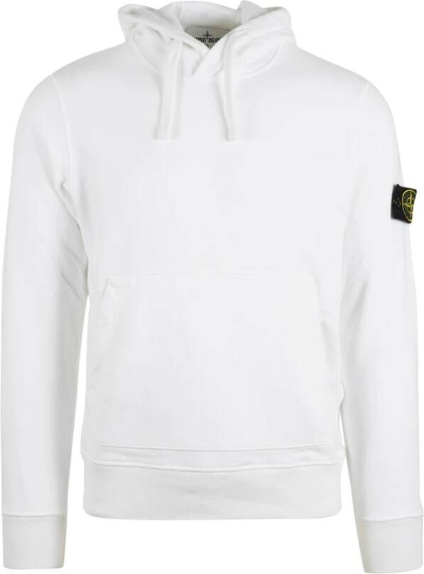 Stone Island Geborsteld sweatshirt met capuchon , Wit, Heren
