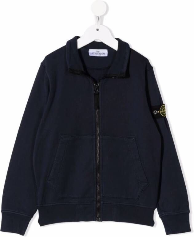 Stone Island Sweatshirt with Logo , Blauw, Unisex