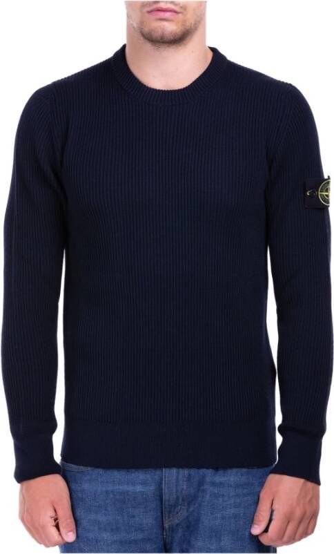Stone Island Truien met ronde hals , Blauw, Heren