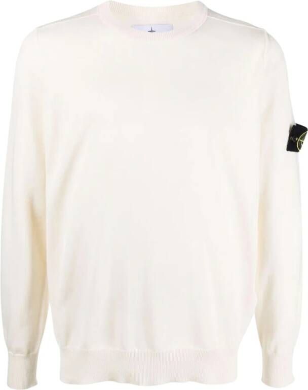 Stone Island Truien met ronde hals , Wit, Heren