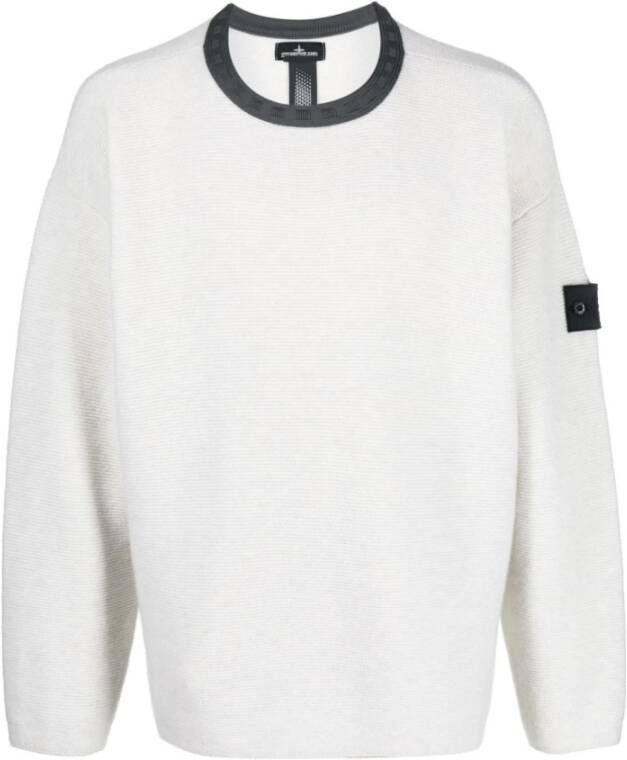 Stone Island Truien met ronde hals , Wit, Heren