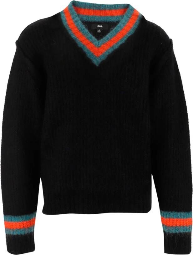 Stüssy V hals gebreide kleding , Zwart, Dames