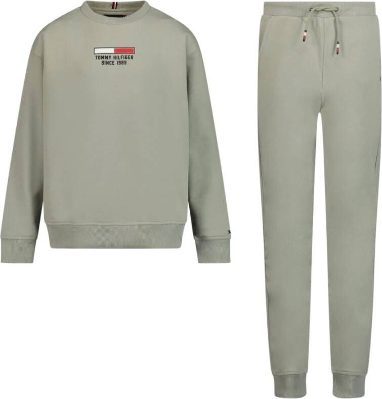 Tommy Hilfiger Flag Logo Tracksuit Groen Kb0Kb07664 PMI , Groen, Heren
