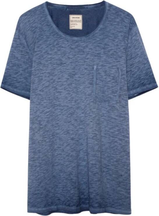 Zadig & Voltaire Toby koud geverfd t shirt , Blauw, Heren