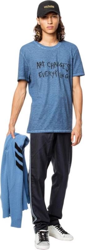 Zadig & Voltaire Toby T shirt , Blauw, Heren