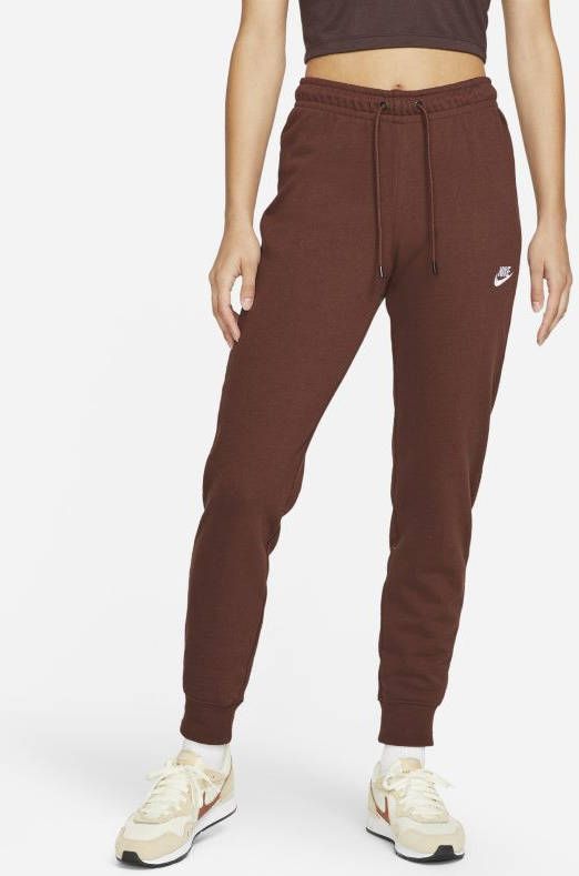 Nike Sportswear Essential Fleecebroek met halfhoge taille voor dames Bruin