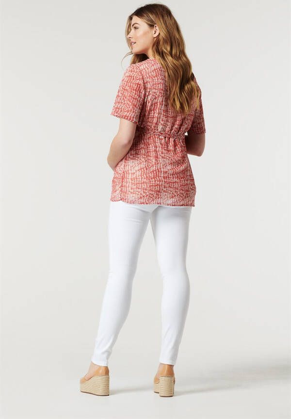 Noppies zwangerschapstop Maddy van gerecycled polyester rood/wit